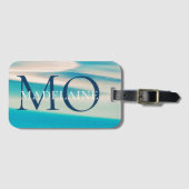 Monogram Ocean Beach Blue Personal Bagagelabel (Voorkant (horizontaal))