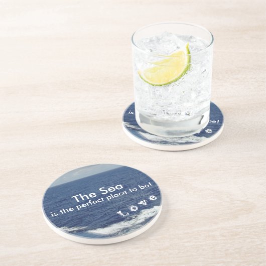 Monogram Ocean Waves Drink Coasters Zandsteen Onderzetter (Zijkant)
