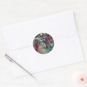 Monogram Oerwoud Kat Bladplaat Ronde Sticker (Envelop)