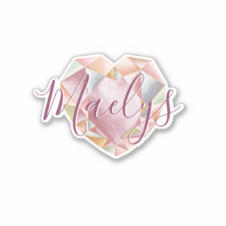 Monogram of naam toevoegen Schattige Blush Pink He Sticker