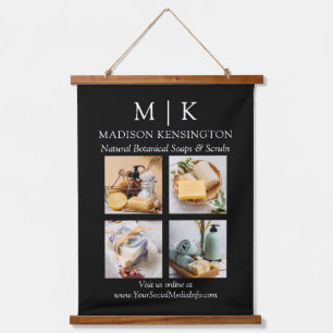 Monogram of Toevoegen Logo Business 4 foto's Zwart Hangend Wandkleed