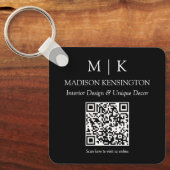 Monogram of toevoegen Logo Business Black QR Code Sleutelhanger (Voorkant)