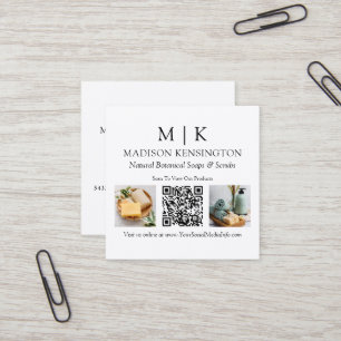 Monogram of voeg de Foto's Van Bedrijfs QR van de Vierkante Visitekaartje