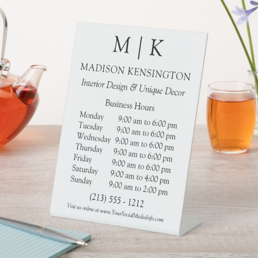 Monogram of voeg Logo bedrijfsuren toe Reclamebord Met Voetstuk (Insitu)