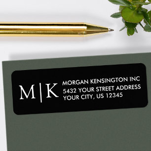 Monogram of voeg Logo Business Black Return Addres Etiket