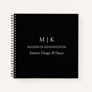 Monogram of voeg Logo Business Black Square toe Notitieboek