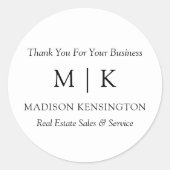 Monogram of voeg Logo Business Gift Round Sticker  (Voorkant)