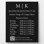 Monogram of voeg Logo Business Hours QR Code Black Fotoplaat (Voorkant)