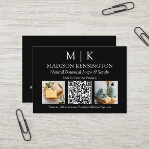 Monogram of voeg Logo Business QR Code 2 Foto toe Visitekaartje