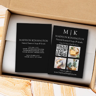 Monogram of voeg Logo Business QR Code 3 Foto toe Visitekaartje