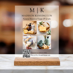 Monogram of voeg Logo Business QR Code 4 Foto's to Acryl Bord