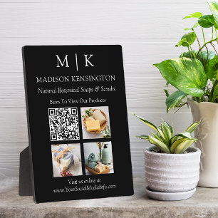 Monogram of voeg Logo Business QR Code Black Foto Fotoplaat