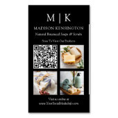 Monogram of voeg Logo QR Code 3 Foto toe Magnetisch Visitekaartje (Voorkant Verticaal)