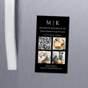 Monogram of voeg Logo QR Code 3 Foto toe Magnetisch Visitekaartje