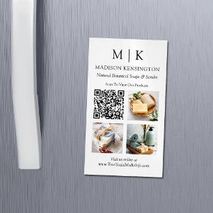 Monogram of voeg Logo QR Code 3 Foto's toe Magnetisch Visitekaartje