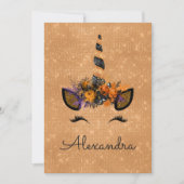 Monogram Oktober Sparkle Eenhoorn Verjaardag Kaart (Voorkant)