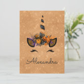 Monogram Oktober Sparkle Eenhoorn Verjaardag Kaart (Staand voorkant)