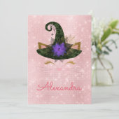 Monogram Oktober Sparkle Kat Verjaardag Kaart (Staand voorkant)