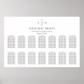 Monogram Olijfblad Bruiloft 17 Tafel Zitgrafiek Poster (Voorkant)