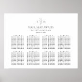 Monogram Olijfblad Bruiloft 8 Tafel Zitkaarten Poster (Voorkant)