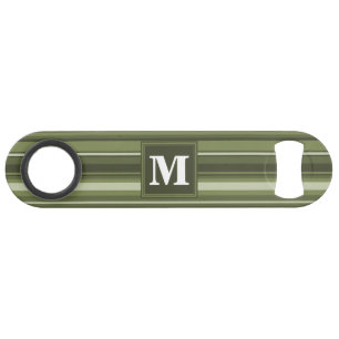 Monogram olijfgroene strepen speed flessenopener
