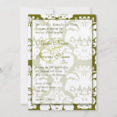 Monogram Olive Damask Wedding Invitation Kaart (Achterkant)
