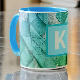 Monogram ombre blauw blauwgroen groen nautisch abs koffiemok