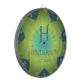 Monogram ombre blauw cyaan blauwgroen groen kleurr dartbord (Voorkant Links)