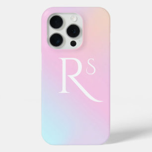 Monogram Ombre Holografisch Roze Meisje Gepersonal iPhone 15 Pro Case