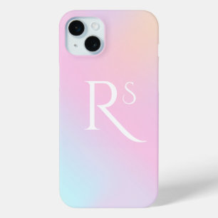 Monogram Ombre Holografisch Roze Meisjesachtig Gep iPhone 15 Mini Hoesje