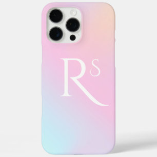 Monogram Ombre Holografisch Roze Meisjesachtig Per iPhone 16 Pro Max Hoesje