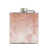 Monogram Ombre Roze Gouden Marmer Glitters Heupfles (Achterkant)