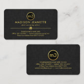 Monogram On Luxurious Grey Grunge Visitekaartje (Voorkant / Achterkant)