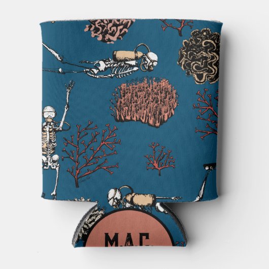 Monogram Onderwater Skelet Duikers & Koraal Blikjeskoeler (Voorkant)