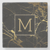 monogram onderzetter zwarte marmer (Voorkant)