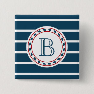Monogram ontwerp vierkante button 5,1 cm