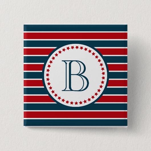 Monogram ontwerp vierkante button 5,1 cm (Voorkant)