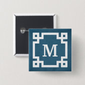 Monogram ontwerp vierkante button 5,1 cm (Voorkant /achterkant)