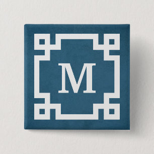 Monogram ontwerp vierkante button 5,1 cm