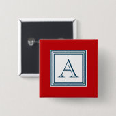 Monogram ontwerp vierkante button 5,1 cm (Voorkant /achterkant)