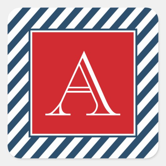 Monogram ontwerp vierkante sticker (Voorkant)
