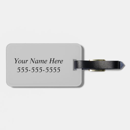 Monogram ontwerp zwart-grijs textuur bagagelabel (Achterkant horizontaal)