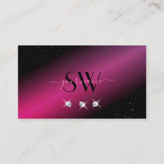 Monogram oog met zwarte roze sparkle Diamonds Visitekaartje (Voorkant)