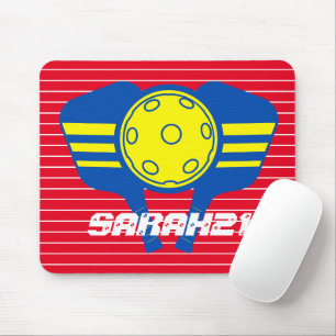 Monogram oog vangen rode en blauwe pickleball muismat