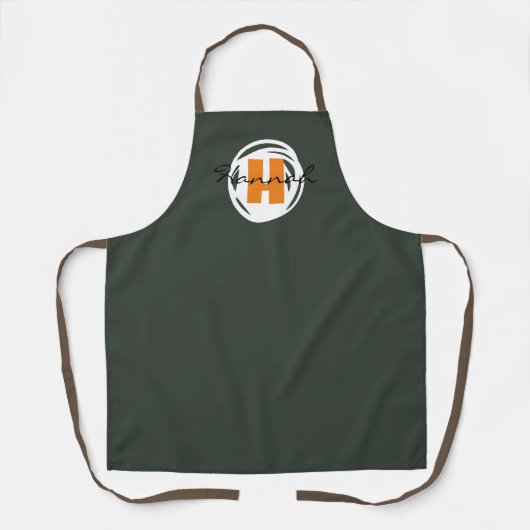 Monogram oogvangst Rookgroen Initiaal script Schort (Voorkant)