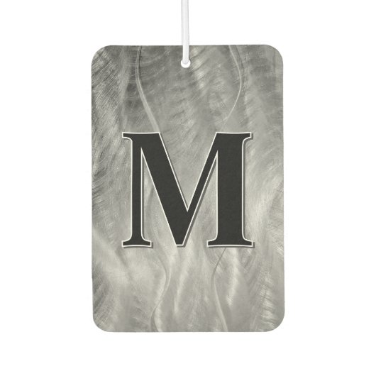 Monogram op Abstract zilvergeborsteld metaal Luchtverfrisser (Voorkant)