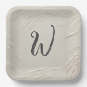 Monogram op Abstracte ivoren textuur Papieren Bordje (Voorkant)