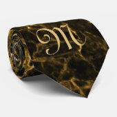 MONOGRAM OP BROWN MARBLE STROPDAS (Opgerold)