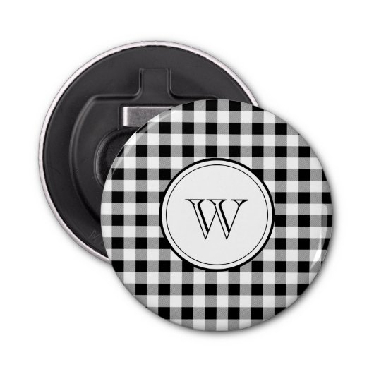 Monogram op Buffalo Check 2,25-in magneet Button Flesopener (Voorkant)