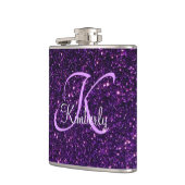 Monogram op de Paarse Glitterkolf Heupfles (Links)